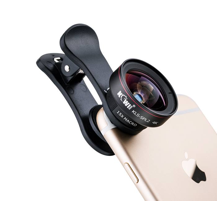 Kiwifotos Universal Vidvinkel & Makro 15x med klämma för mobiler